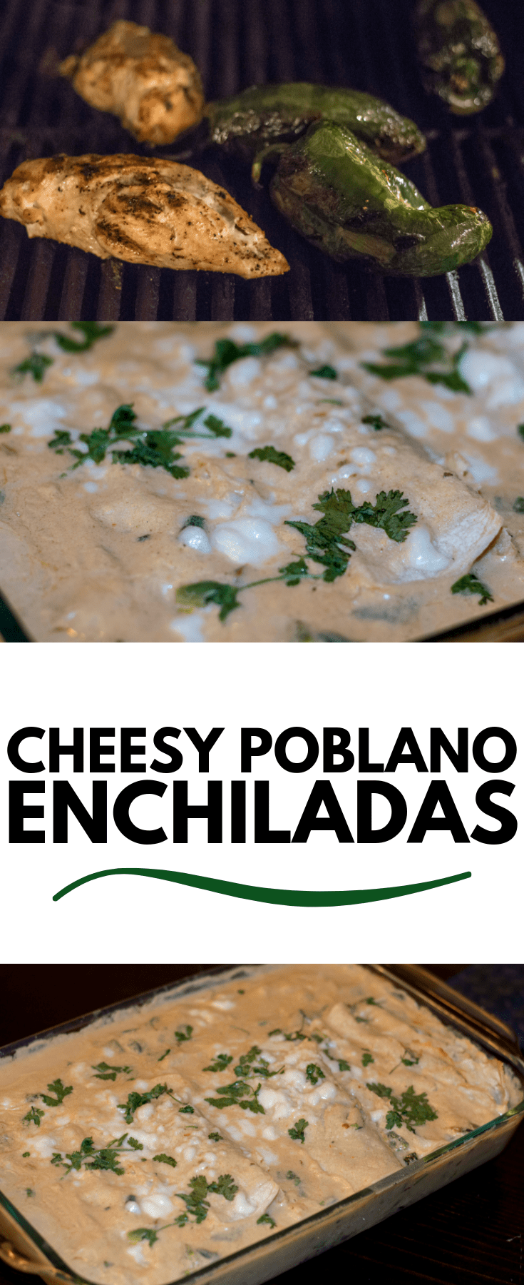 Roasted Poblano and Queso Chicken Enchiladas